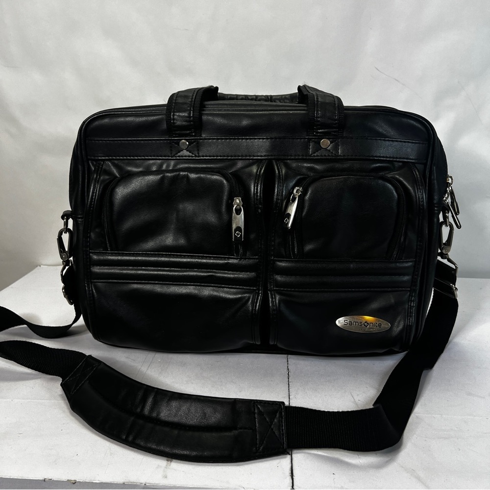 Samsonite 1910 Genuine Leather Laptop Work Briefcase Tote Bag w/strap
